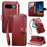 For Google Pixel 11 Pro  /  Pixel 11 Case Color Splicing TPU PU Leather Flip Shockproof Phone Cover with Wrist Strap - Red - 1