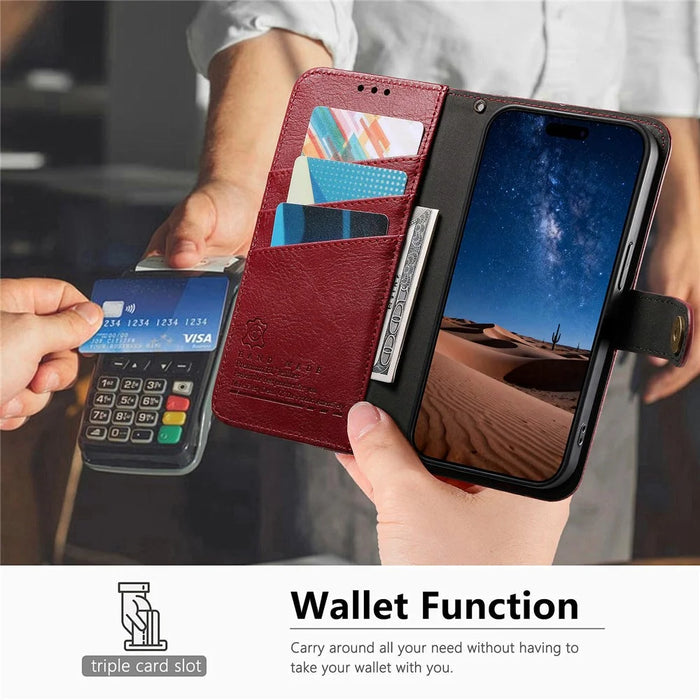 For Google Pixel 11 Pro  /  Pixel 11 Case Color Splicing TPU PU Leather Flip Shockproof Phone Cover with Wrist Strap - Red - 6