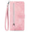For Google Pixel 11 Pro  /  Pixel 11 Zipper Wallet Case with Strap Flower Imprint PU Leather Phone Cover - Pink - 5