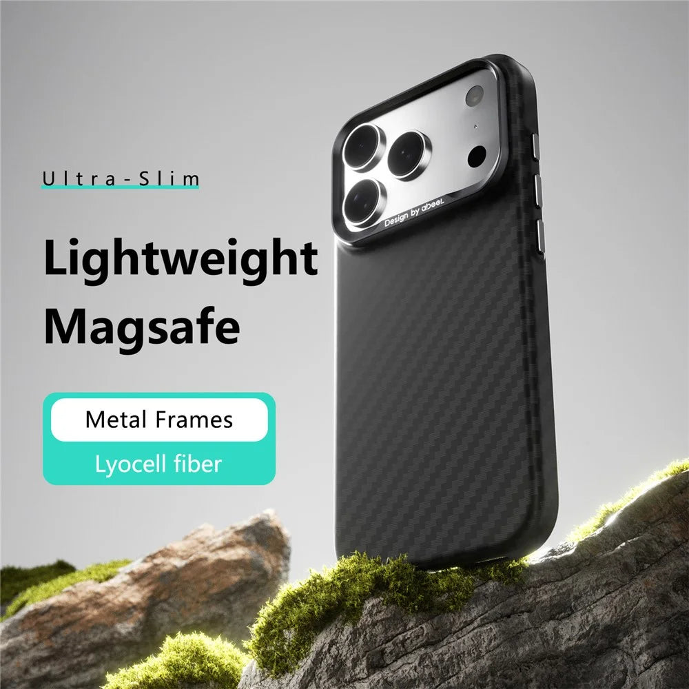 ABEEl for iPhone 18 Pro  / 17 Pro Magnetic Case PC + TPU Ultra Thin Minimalist Phone Cover - Carbon Fiber Texture - 2