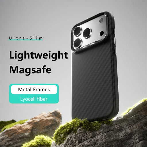 ABEEl for iPhone 18 Pro  / 17 Pro Magnetic Case PC + TPU Ultra Thin Minimalist Phone Cover - Carbon Fiber Texture - 2