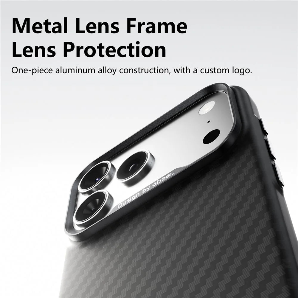 ABEEl for iPhone 18 Pro  / 17 Pro Magnetic Case PC + TPU Ultra Thin Minimalist Phone Cover - Carbon Fiber Texture - 7