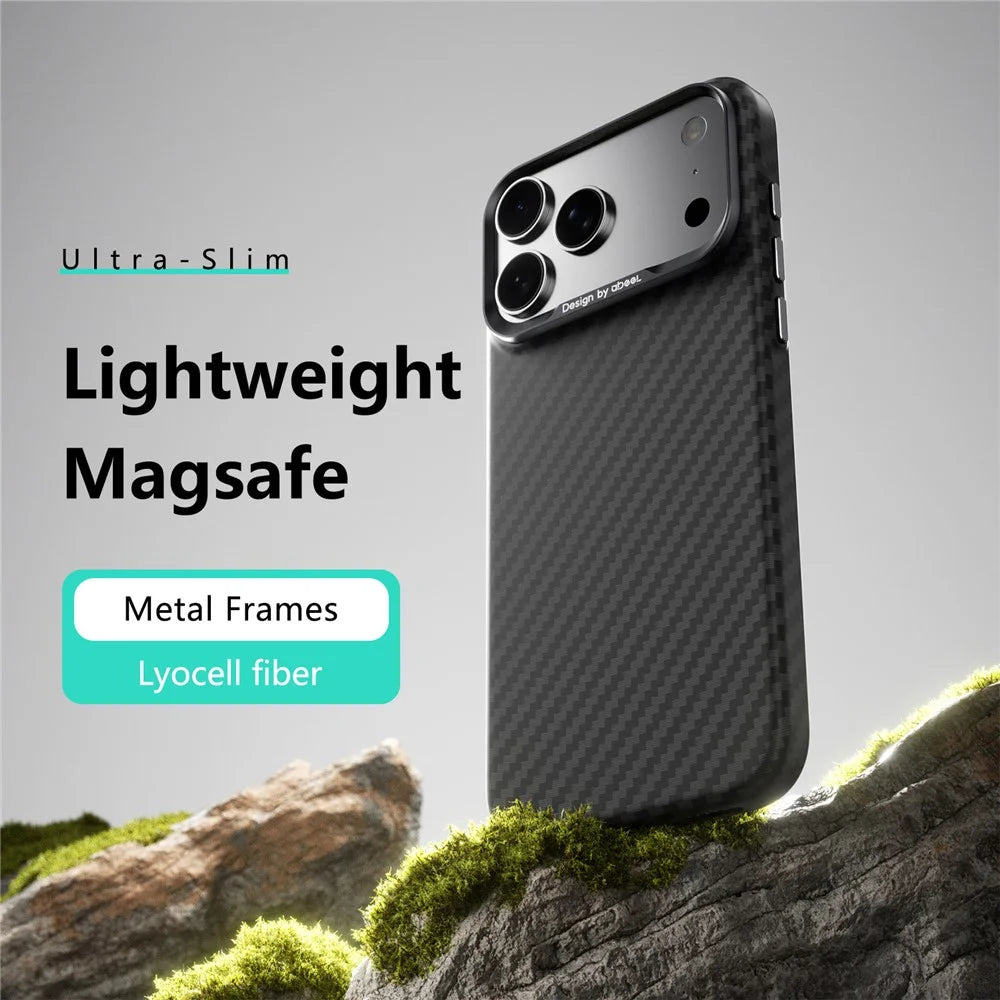 ABEEl for iPhone 18 Pro Max  /  17 Pro Max Magnetic Case PC + TPU Ultra Thin Minimalist Phone Cover - Carbon Fiber Texture - 2