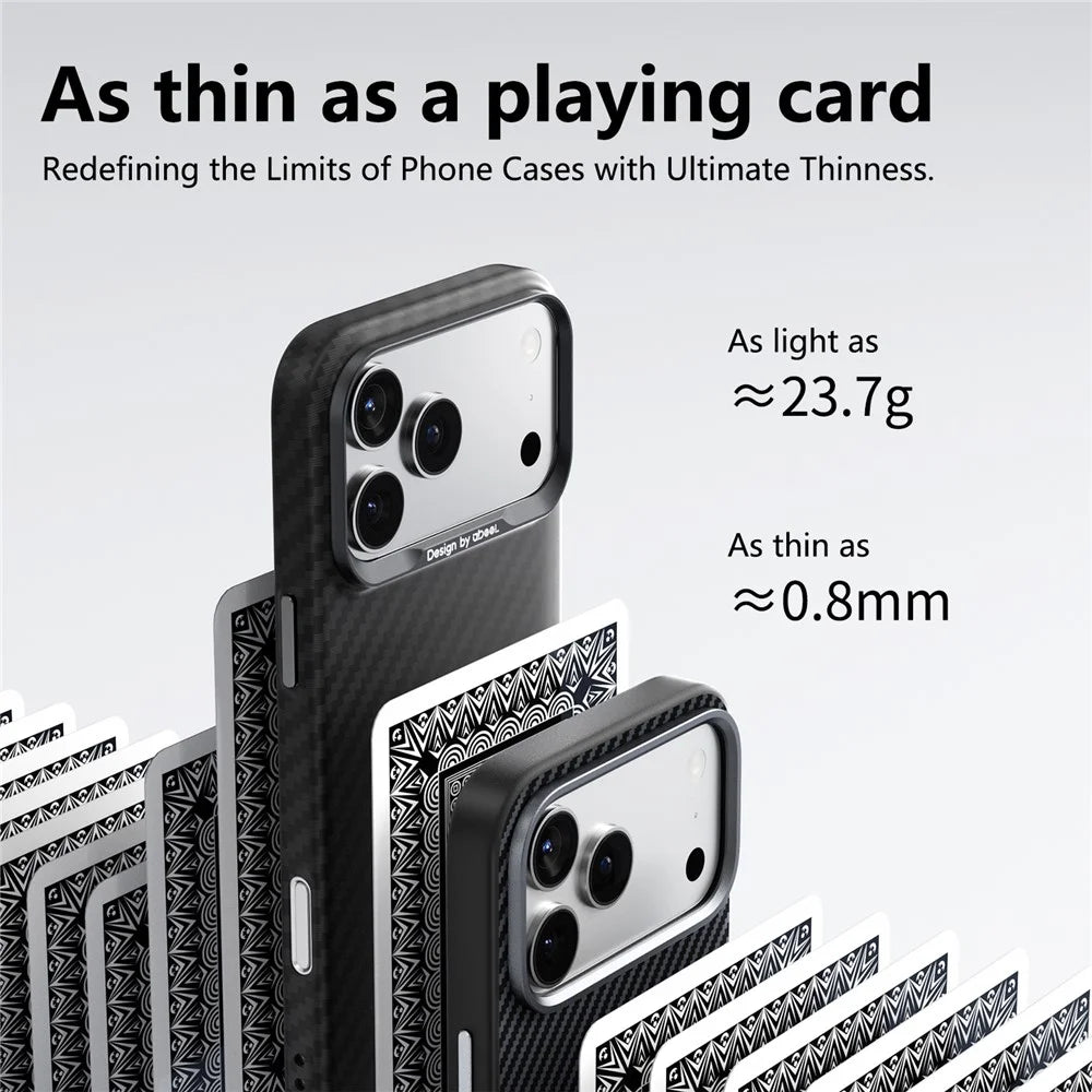 ABEEl for iPhone 18 Pro Max  /  17 Pro Max Magnetic Case PC + TPU Ultra Thin Minimalist Phone Cover - Carbon Fiber Texture - 3