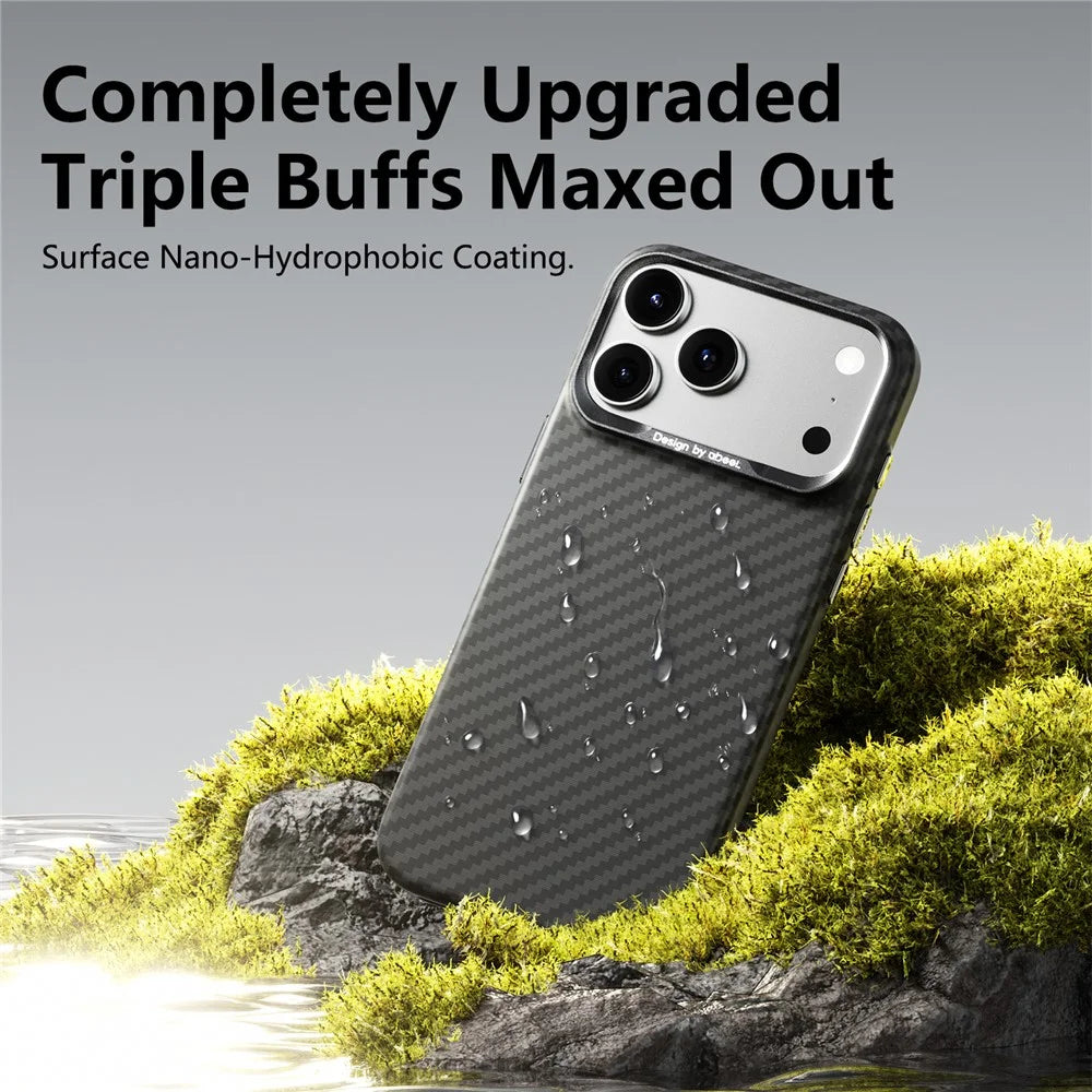 ABEEl for iPhone 18 Pro Max  /  17 Pro Max Magnetic Case PC + TPU Ultra Thin Minimalist Phone Cover - Carbon Fiber Texture - 5