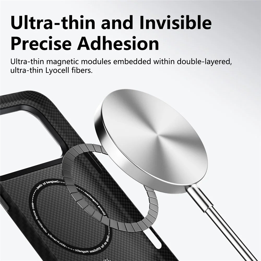 ABEEl for iPhone 18 Pro Max  /  17 Pro Max Magnetic Case PC + TPU Ultra Thin Minimalist Phone Cover - Carbon Fiber Texture - 6