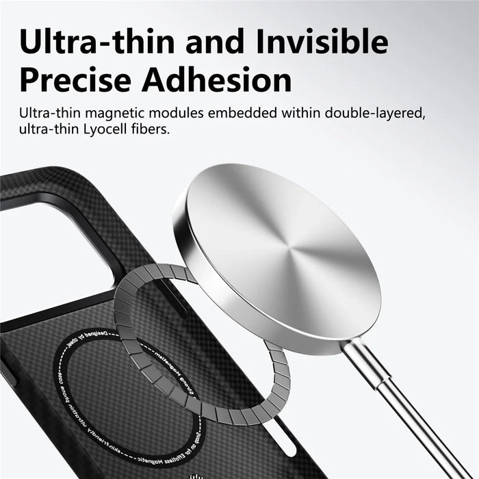 ABEEl for iPhone 18 Pro Max  /  17 Pro Max Magnetic Case PC + TPU Ultra Thin Minimalist Phone Cover - Carbon Fiber Texture - 6
