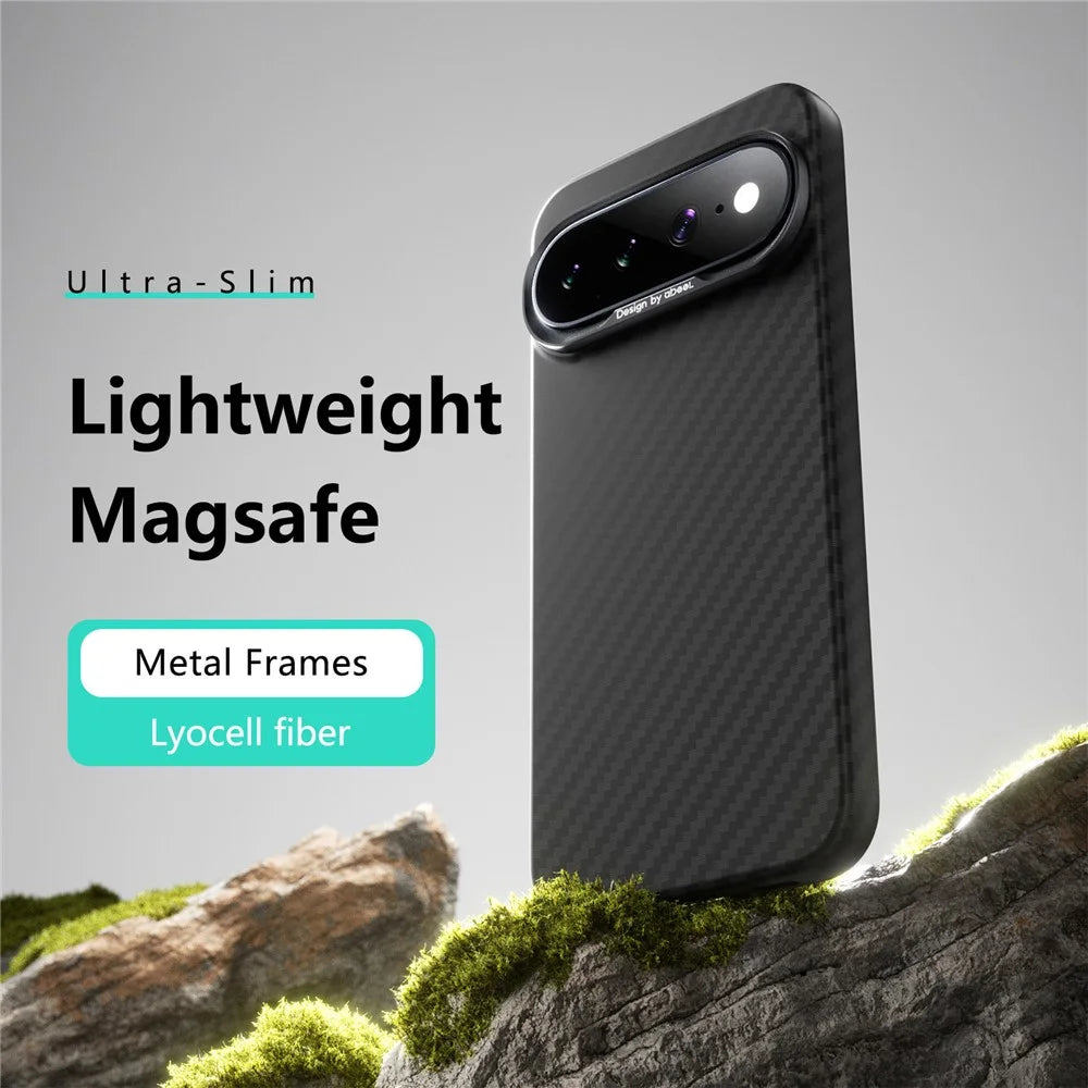 ABEEl for Google Pixel 11 Pro XL Magnetic Case PC + TPU Ultra Thin Minimalist Phone Cover - Carbon Fiber Texture - 2