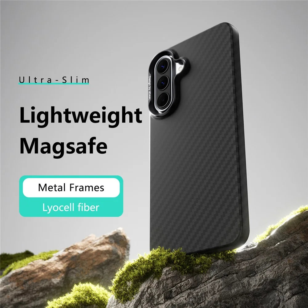 ABEEl for Samsung Galaxy A37 5G Magnetic Case PC + TPU Ultra Thin Minimalist Phone Cover - Carbon Fiber Texture - 2