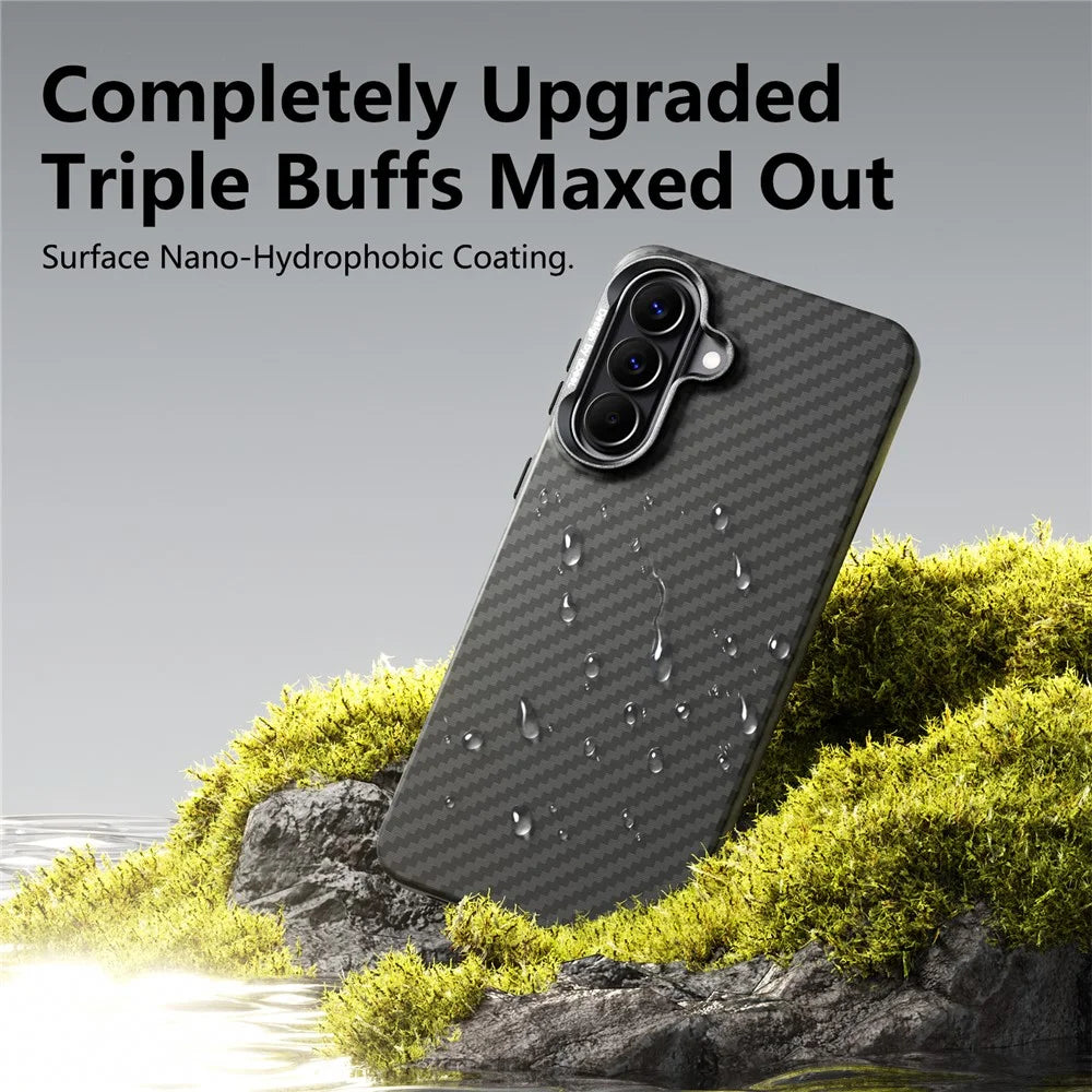 ABEEl for Samsung Galaxy A57 5G Magnetic Case PC + TPU Ultra Thin Minimalist Phone Cover - Woven Pattern+Carbon Fiber Texture - Carbon Fiber Texture - 3