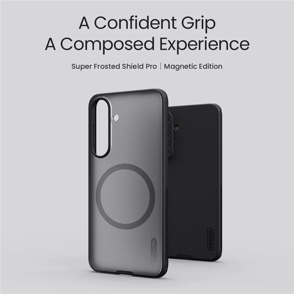 NILLKIN Super Frosted Shield Pro for Samsung Galaxy S26 FE Magnetic Case PC + TPU Phone Cover - Black - 5