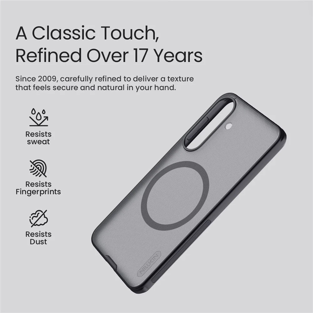 NILLKIN Super Frosted Shield Pro for Samsung Galaxy S26 FE Magnetic Case PC + TPU Phone Cover - Black - 6