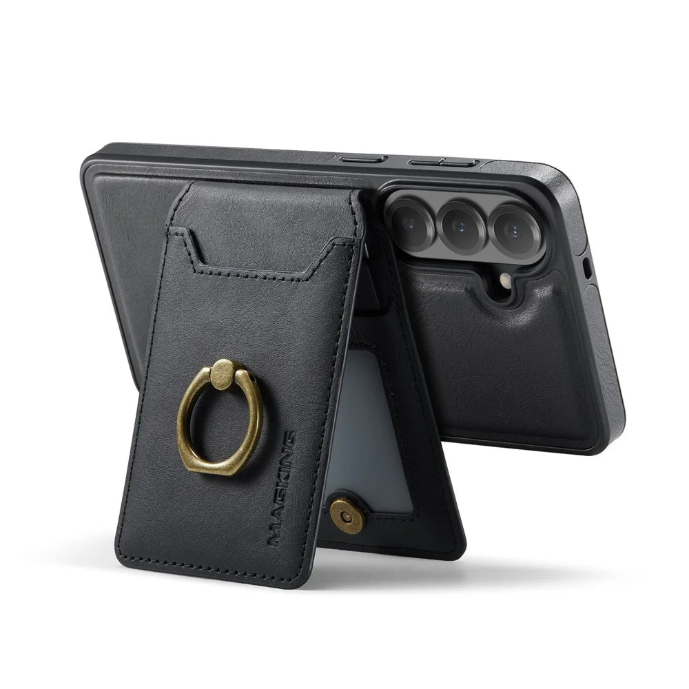 MAGKING K1 Series For Samsung Galaxy S26 FE Magnetic Case PC + TPU + PU Phone Cover with Card Holder - Black - 3