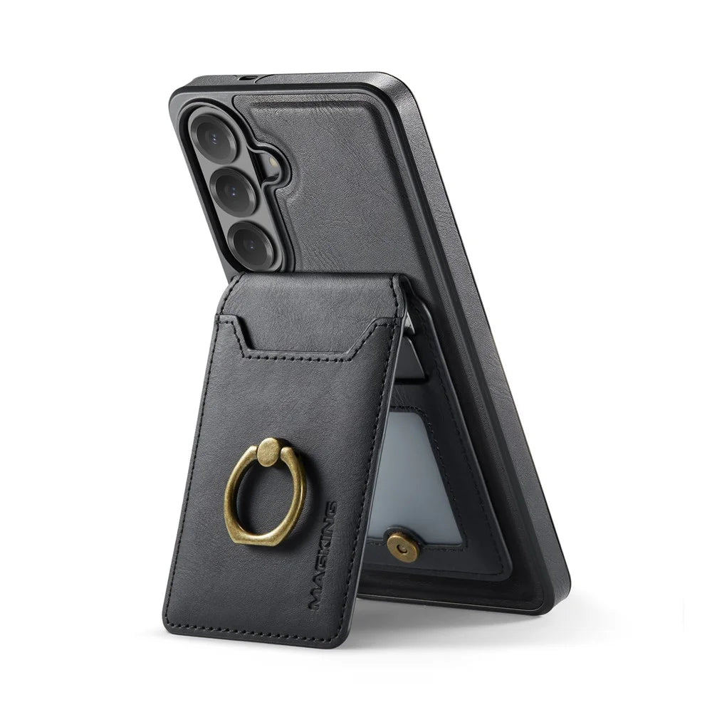 MAGKING K1 Series For Samsung Galaxy S26 FE Magnetic Case PC + TPU + PU Phone Cover with Card Holder - Black - 5