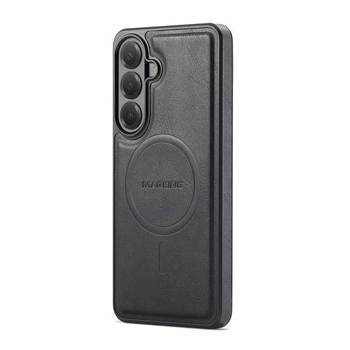 MAGKING K1 Series For Samsung Galaxy S26 FE Magnetic Case PC + TPU + PU Leather Phone Cover - Black - 1