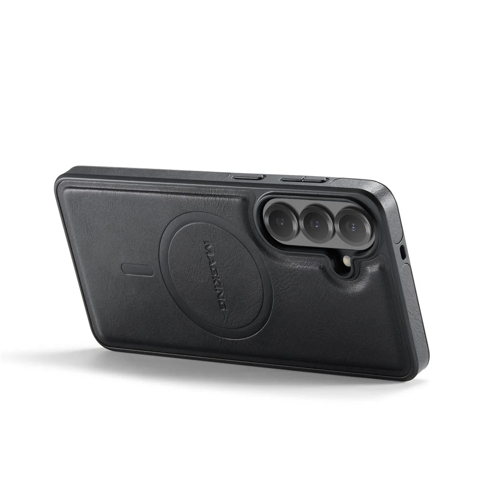 MAGKING K1 Series For Samsung Galaxy S26 FE Magnetic Case PC + TPU + PU Leather Phone Cover - Black - 4