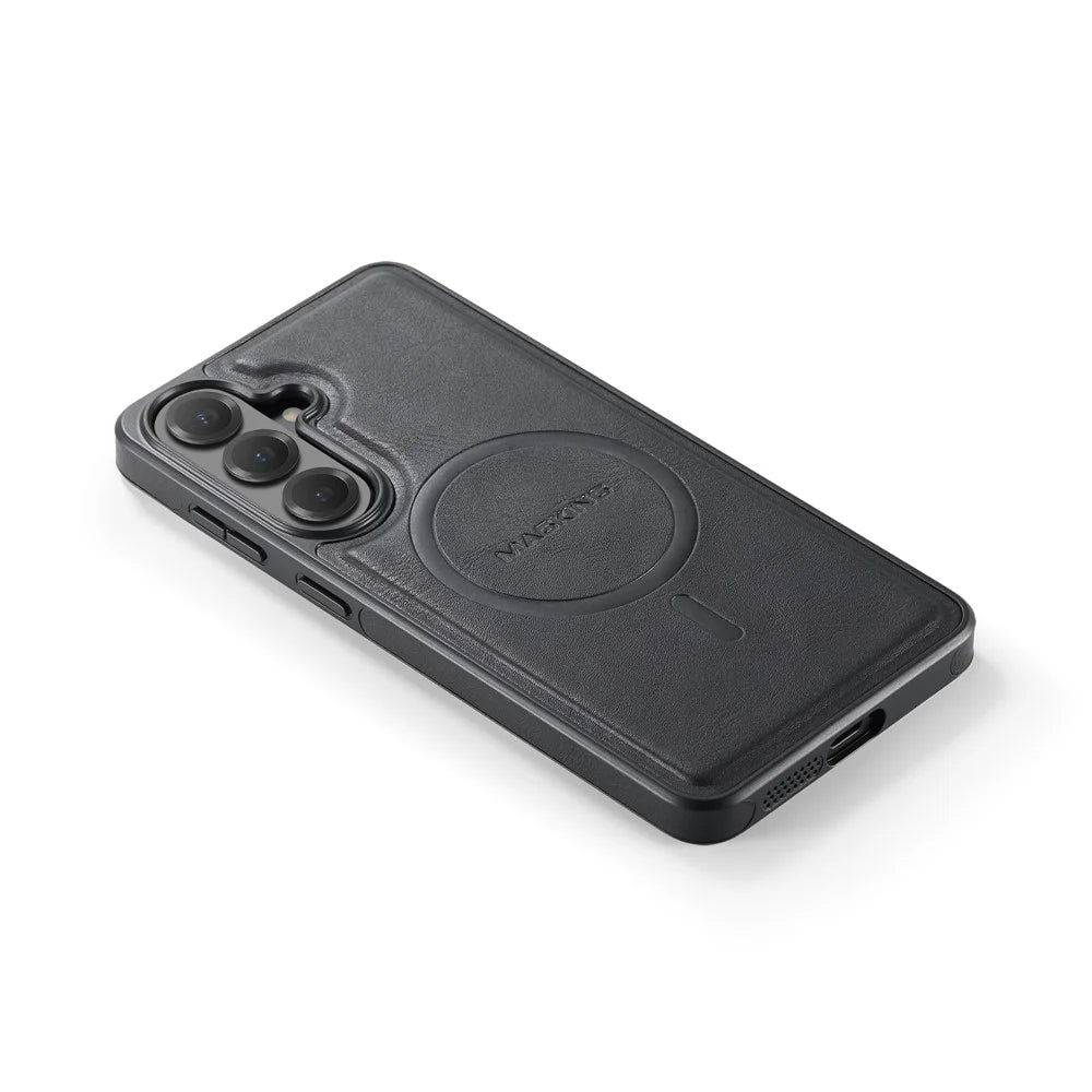 MAGKING K1 Series For Samsung Galaxy S26 FE Magnetic Case PC + TPU + PU Leather Phone Cover - Black - 5