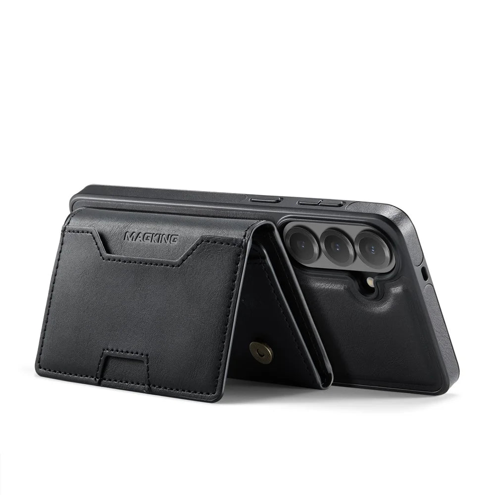 MAGKING K4 Series For Samsung Galaxy S26 FE Magnetic Case Detachable Wallet PU TPU PC Phone Cover - Black - 2