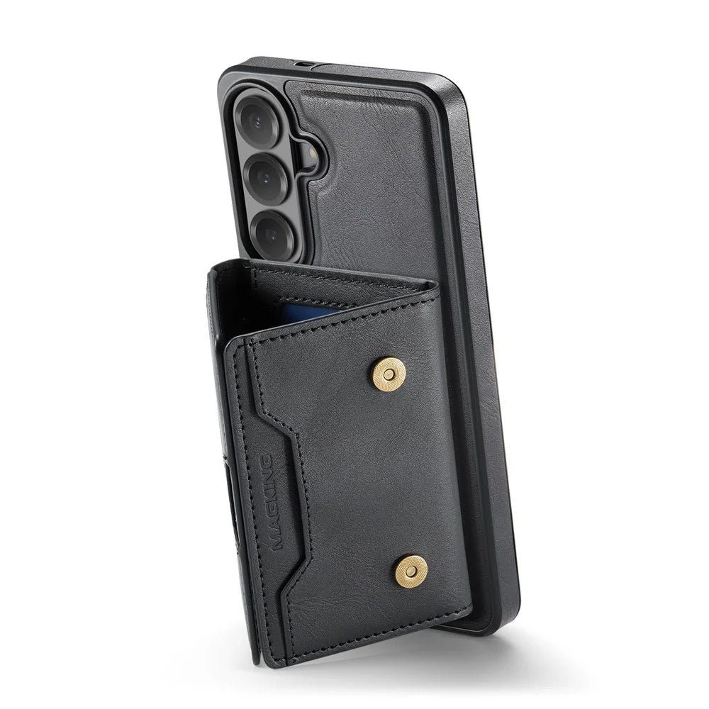 MAGKING K4 Series For Samsung Galaxy S26 FE Magnetic Case Detachable Wallet PU TPU PC Phone Cover - Black - 4