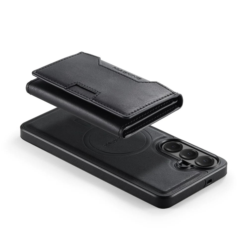 MAGKING K4 Series For Samsung Galaxy S26 FE Magnetic Case Detachable Wallet PU TPU PC Phone Cover - Black - 5