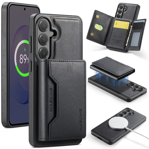 MAGKING K2 Series For Samsung Galaxy S26 FE Magnetic Case PC + TPU + PU Phone Cover with RFID Blocking Wallet - Black - 1