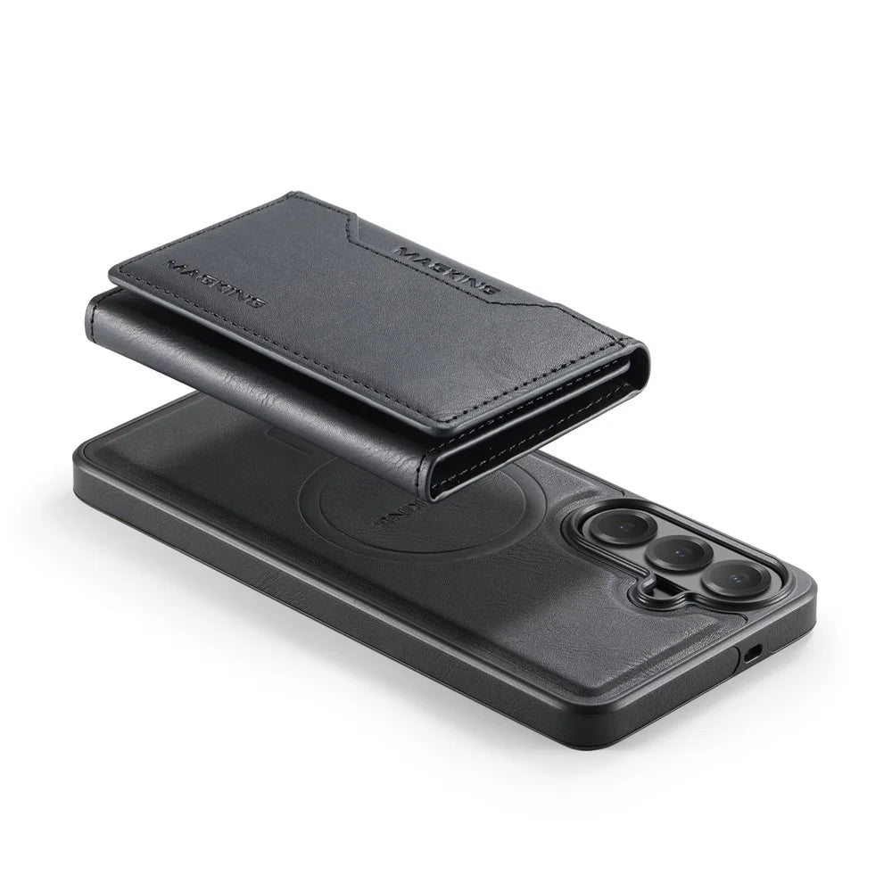 MAGKING K2 Series For Samsung Galaxy S26 FE Magnetic Case PC + TPU + PU Phone Cover with RFID Blocking Wallet - Black - 4