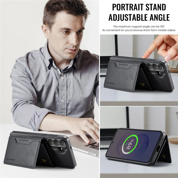 MAGKING K2 Series For Samsung Galaxy S26 FE Magnetic Case PC + TPU + PU Phone Cover with RFID Blocking Wallet - Black - 5