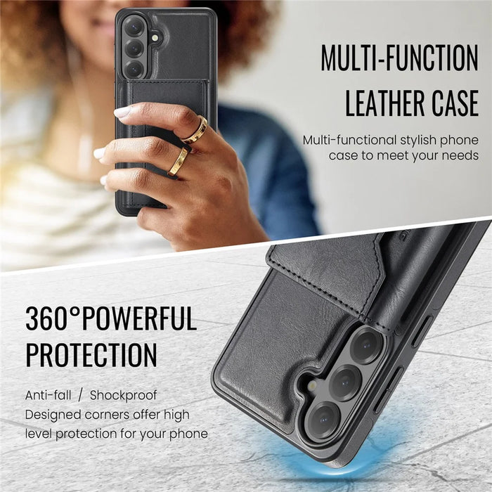 MAGKING K2 Series For Samsung Galaxy S26 FE Magnetic Case PC + TPU + PU Phone Cover with RFID Blocking Wallet - Black - 6
