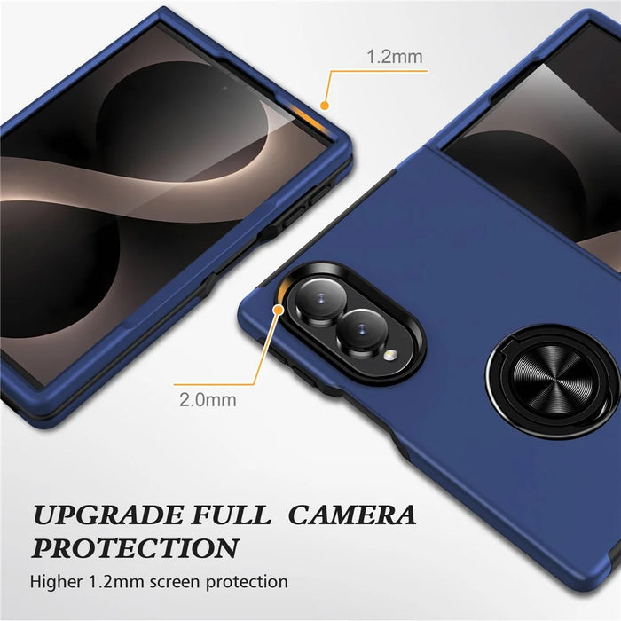 For Samsung Galaxy Z Fold8 Case PC + TPU Phone Cover with Rotatable Ring Holder - Blue - 6