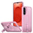 For Samsung Galaxy S26 FE Magnetic Case Kickstand Grid Texture TPU PC Phone Back Cover - Pink - 1