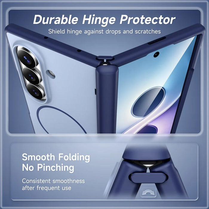 For Samsung Galaxy Z Fold8 Ultra Magnetic Case Matte Finish Hinge Protection Phone Cover - Blue - 3