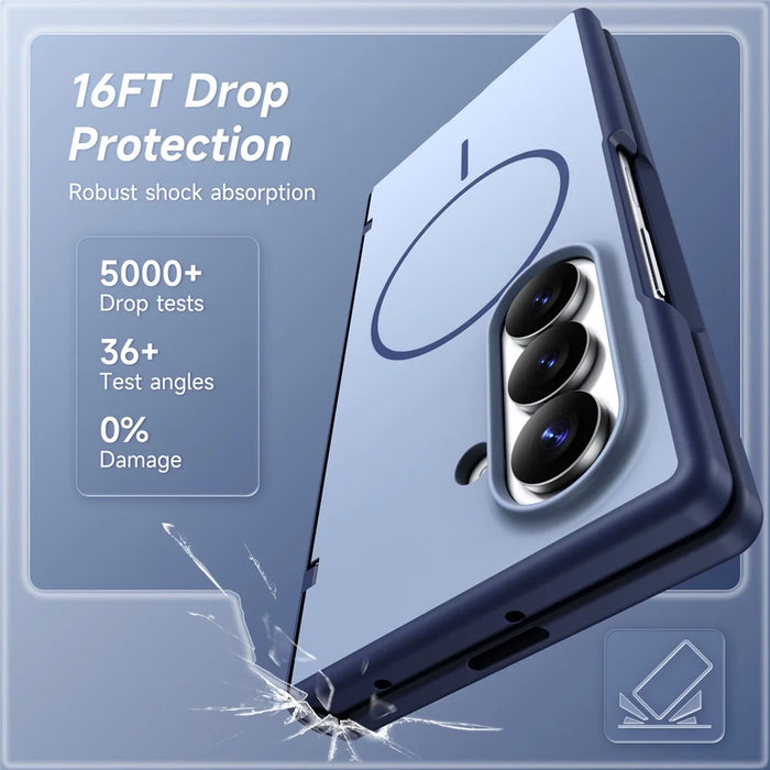 For Samsung Galaxy Z Fold8 Ultra Magnetic Case Matte Finish Hinge Protection Phone Cover - Blue - 5