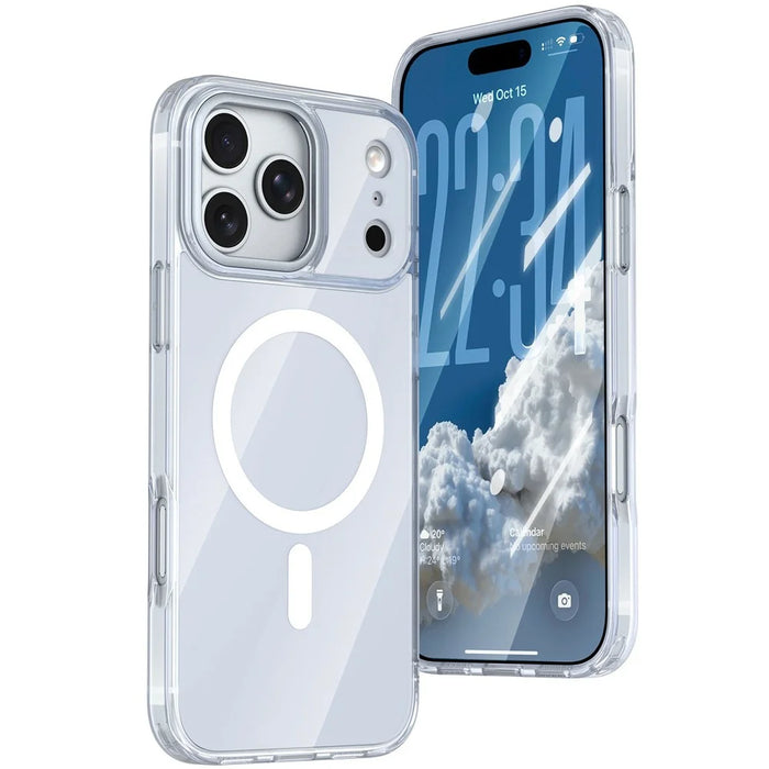 For iPhone 18 Pro Max / 17 Pro Max Magnetic Case TPU + Acrylic Shockproof Anti-Scratch Phone Cover - White - 1