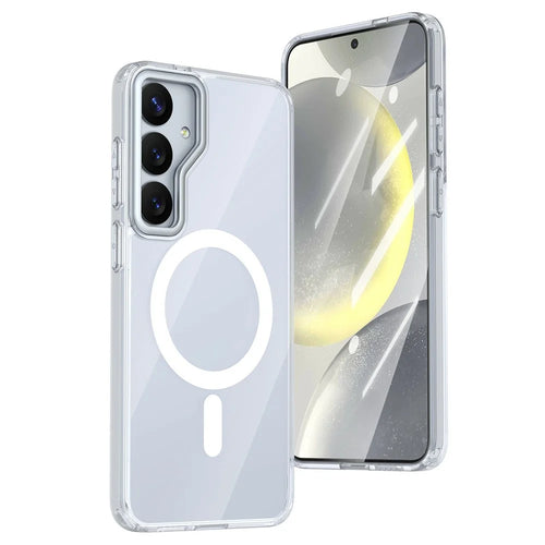 For Samsung Galaxy S25 / S24 Magnetic Case TPU + Acrylic Shockproof Anti-Scratch Phone Cover - White - 1