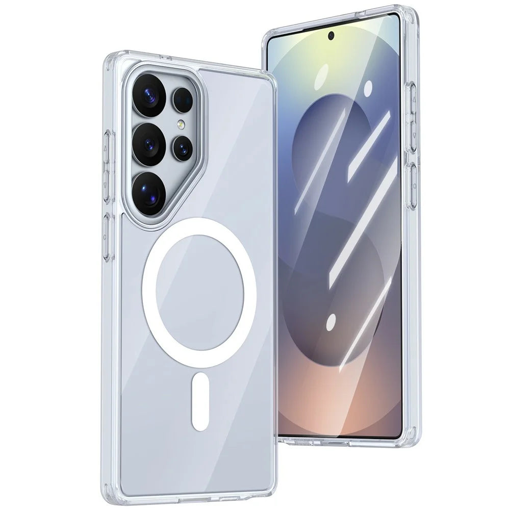 For Samsung Galaxy S25 Ultra Magnetic Case TPU + Acrylic Shockproof Anti-Scratch Phone Cover - White - 1