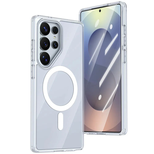For Samsung Galaxy S25 Ultra Magnetic Case TPU + Acrylic Shockproof Anti-Scratch Phone Cover - White - 1