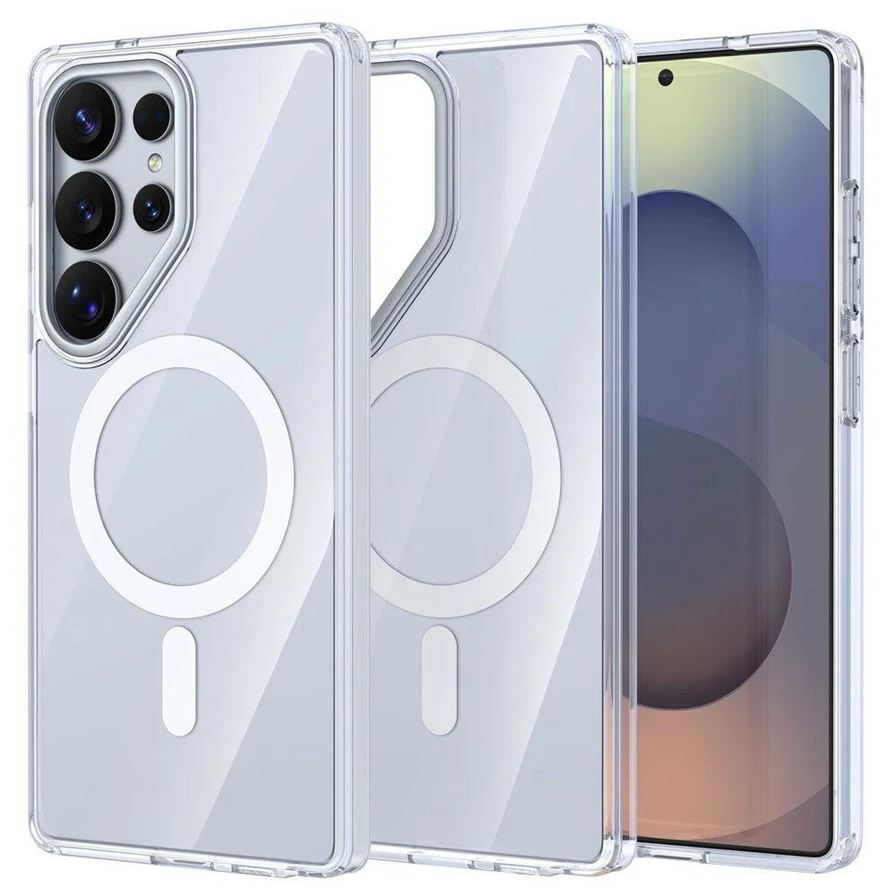 For Samsung Galaxy S25 Ultra Magnetic Case TPU + Acrylic Shockproof Anti-Scratch Phone Cover - White - 2