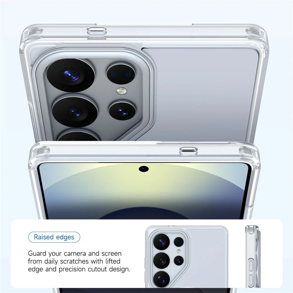 For Samsung Galaxy S25 Ultra Magnetic Case TPU + Acrylic Shockproof Anti-Scratch Phone Cover - White - 3