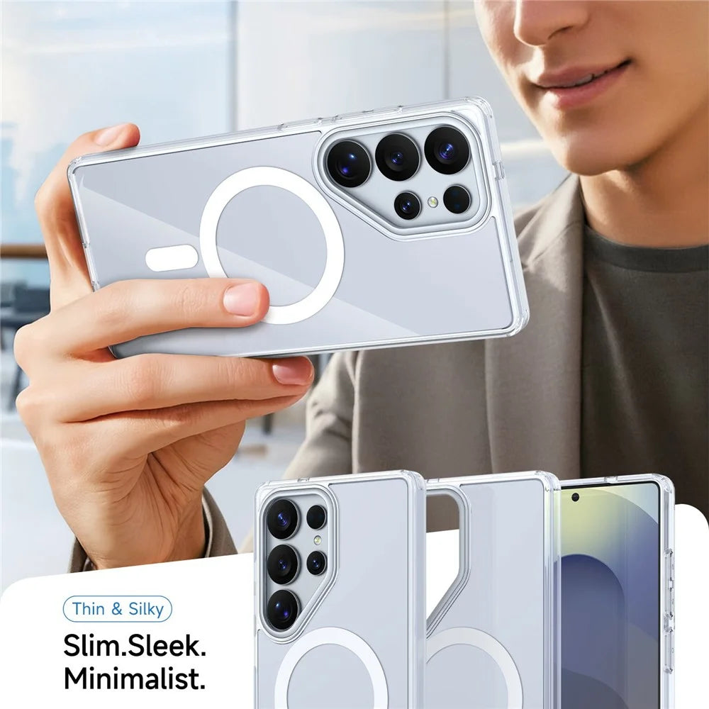 For Samsung Galaxy S25 Ultra Magnetic Case TPU + Acrylic Shockproof Anti-Scratch Phone Cover - White - 7