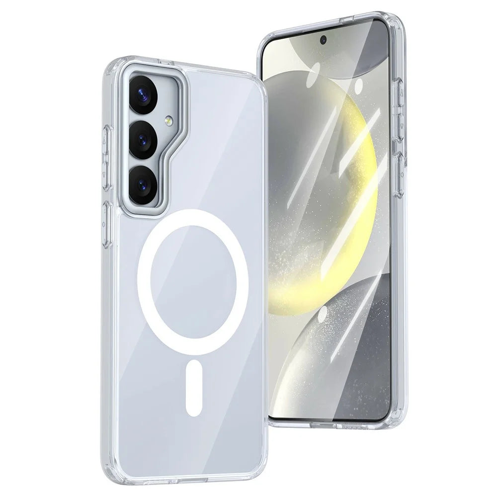For Samsung Galaxy S26+ Magnetic Case TPU + Acrylic Shockproof Anti-Scratch Phone Cover - White - 1
