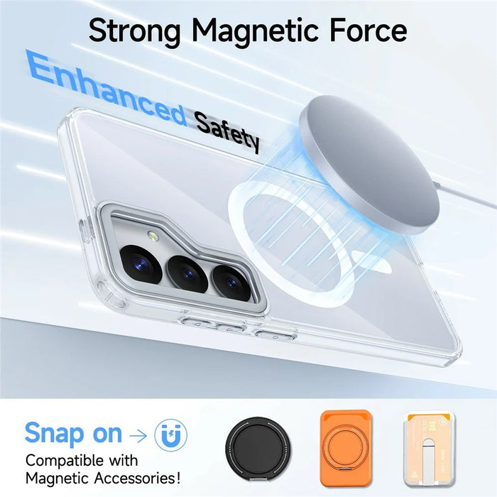For Samsung Galaxy S26+ Magnetic Case TPU + Acrylic Shockproof Anti-Scratch Phone Cover - White - 6
