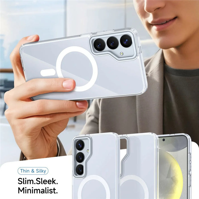 For Samsung Galaxy S26+ Magnetic Case TPU + Acrylic Shockproof Anti-Scratch Phone Cover - White - 7