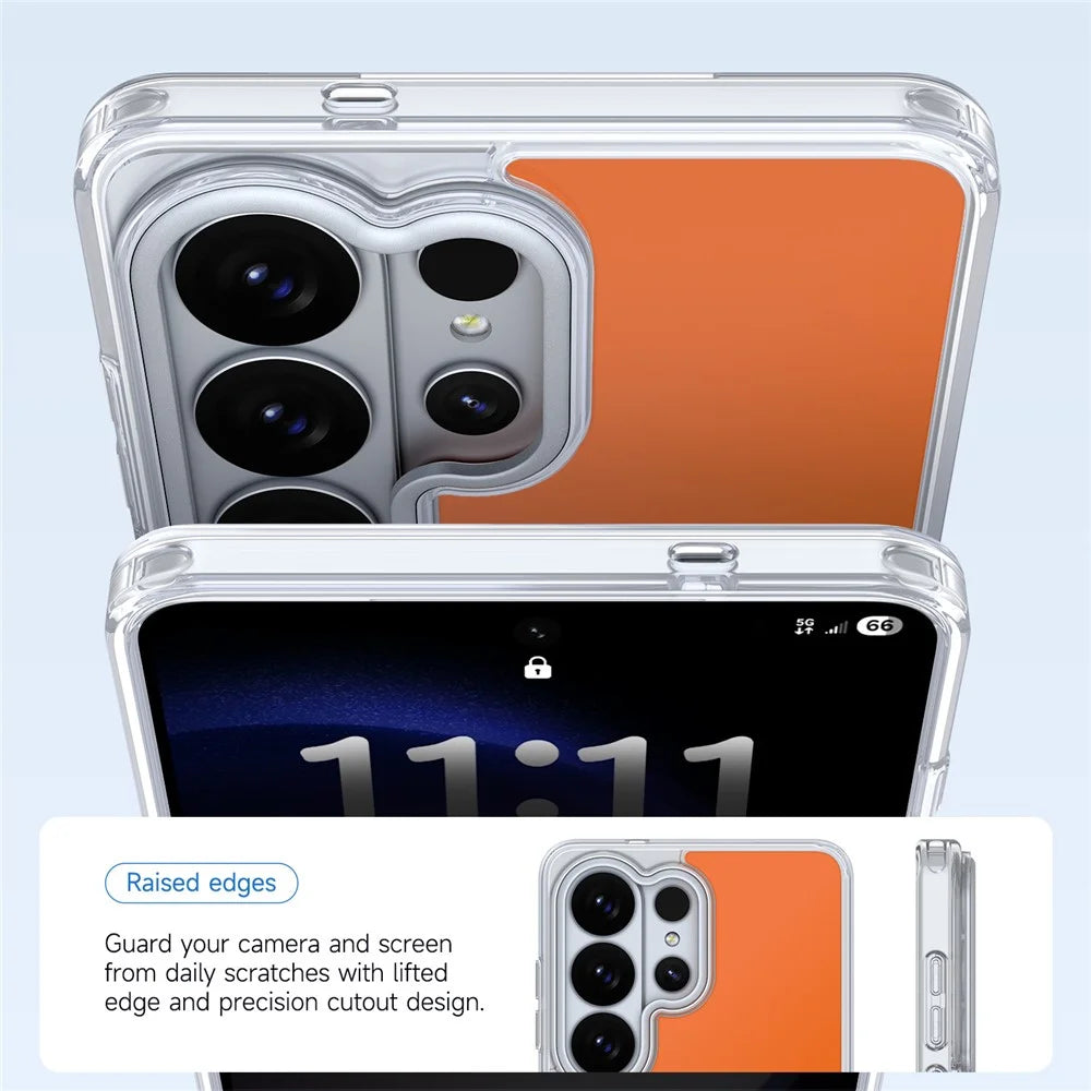 For Samsung Galaxy S26 Ultra Magnetic Case TPU + Acrylic Shockproof Anti-Scratch Phone Cover - Orange - 3