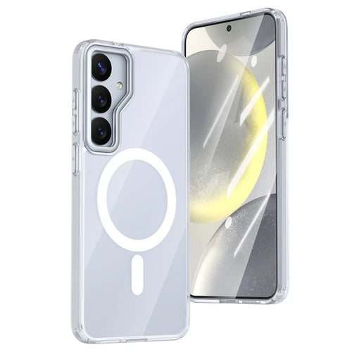 For Samsung Galaxy S25 FE Magnetic Case TPU + Acrylic Shockproof Anti-Scratch Phone Cover - White - 1