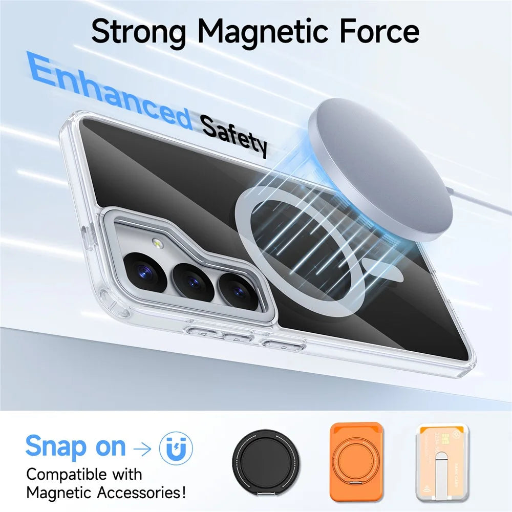 For Samsung Galaxy S26 FE Magnetic Case TPU + Acrylic Shockproof Anti-Scratch Phone Cover - Black - 6