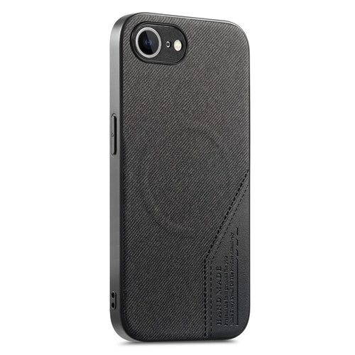 For iPhone 17e  /  16e Magnetic Case Cloth Texture PU Leather + PC + TPU Phone Cover - Black - 1