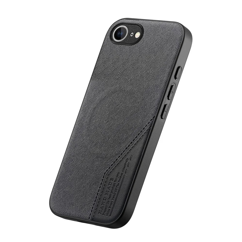 For iPhone 17e  /  16e Magnetic Case Cloth Texture PU Leather + PC + TPU Phone Cover - Black - 2