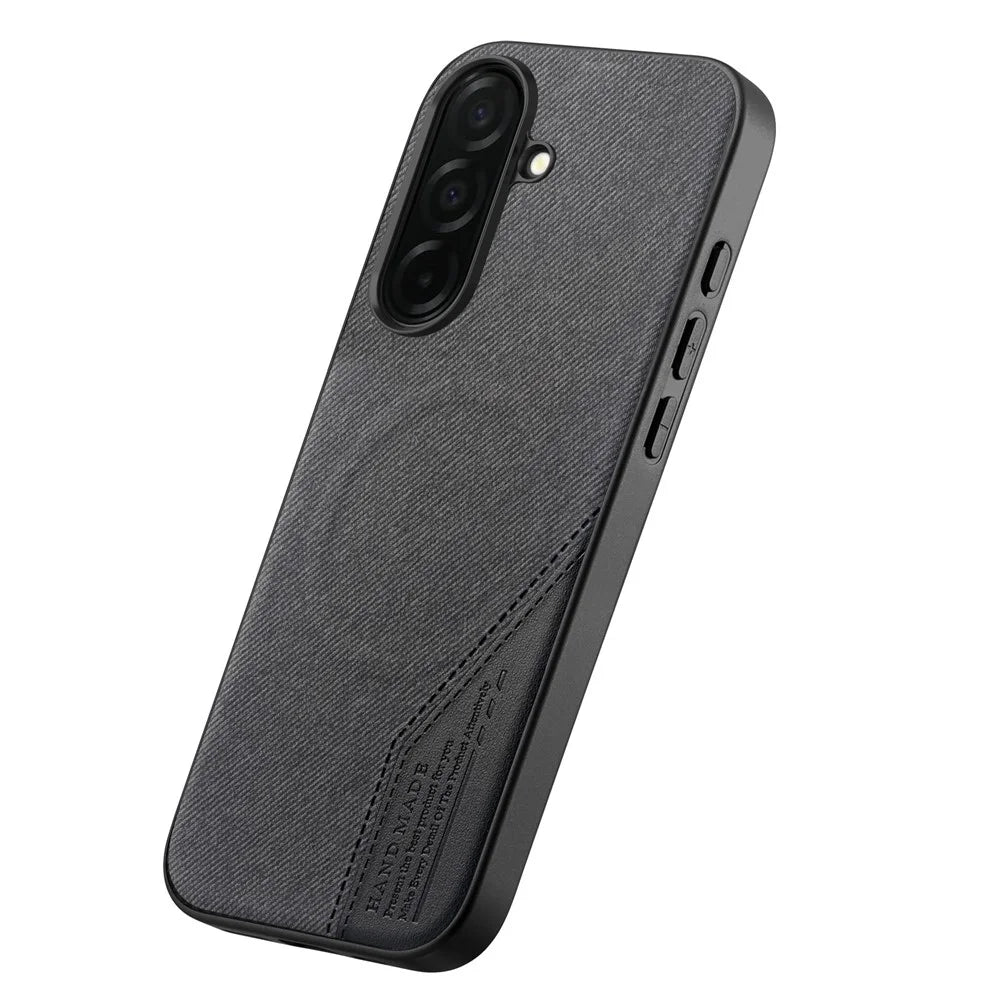 For Samsung Galaxy S26 FE Magnetic Case Cloth Texture PU Leather + PC + TPU Phone Cover - Black - 2