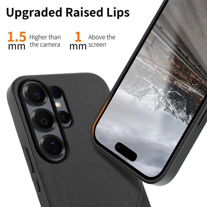 For Samsung Galaxy S25 Ultra Magnetic Case Cloth Texture PU Leather + PC + TPU Phone Cover - Black - 4