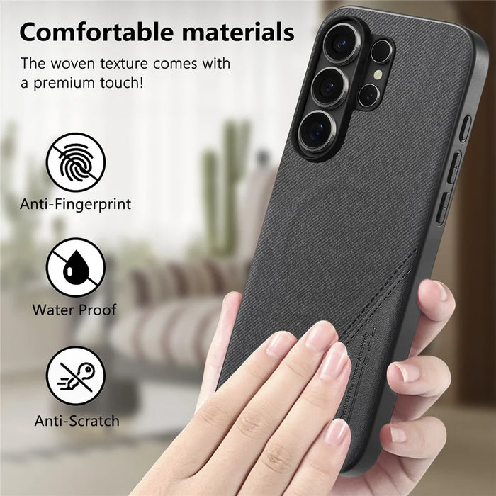 For Samsung Galaxy S25 Ultra Magnetic Case Cloth Texture PU Leather + PC + TPU Phone Cover - Black - 7